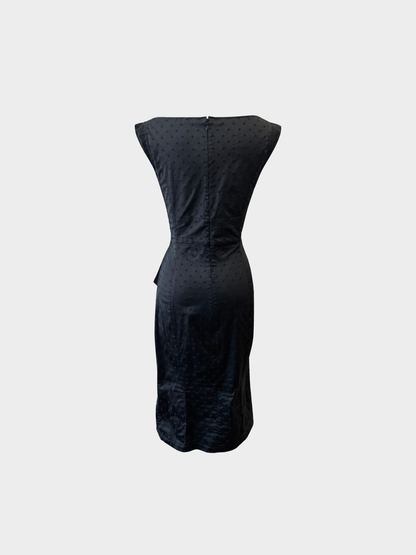 Nina Ricci 2010s Black Polka Dot Stretch Silk Cocktail Dress