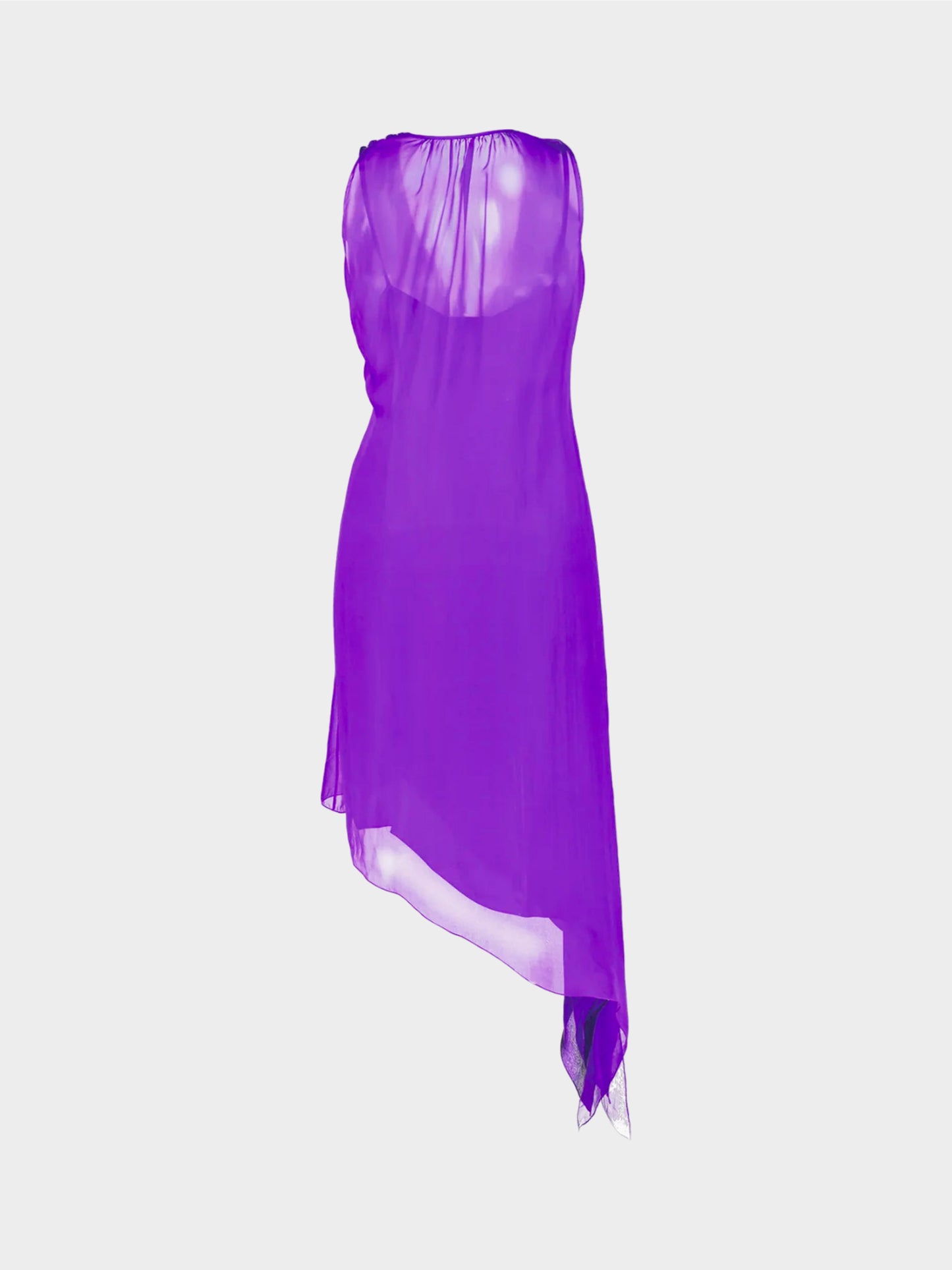 Chanel by Karl Lagerfeld Cruise 2003 Purple Asymmetrical Chiffon Wrap Dress