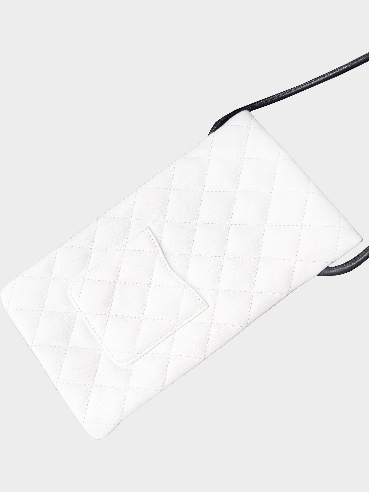 Chanel 2004-2005 White Lambskin Cambon Line Mini Crossbody Bag with Python Trim