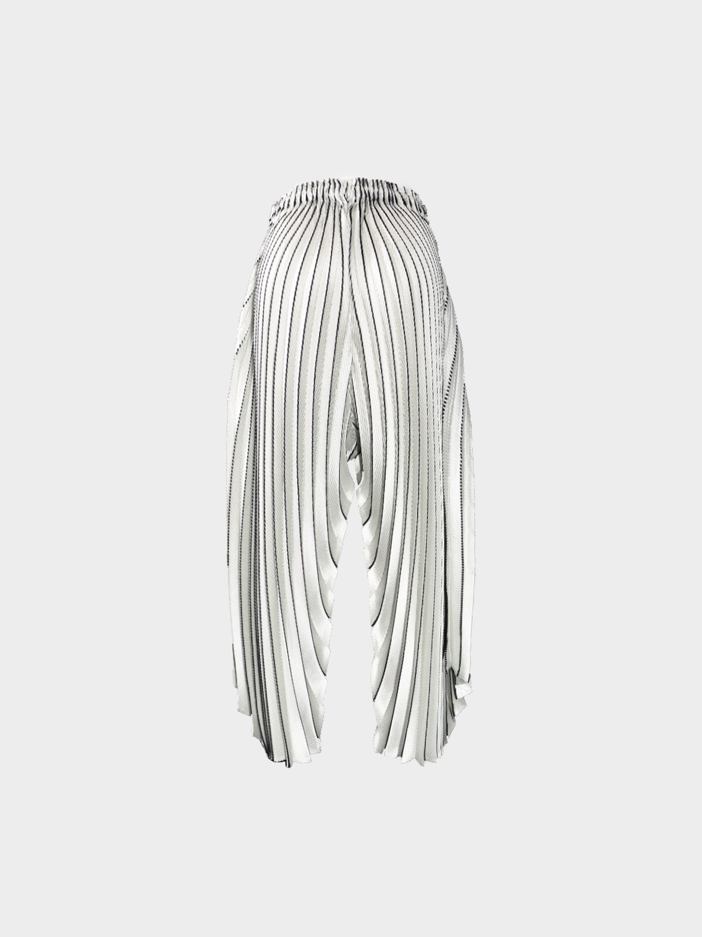 Issey Miyake SS 2018 White and Black Pleated Wide Pants