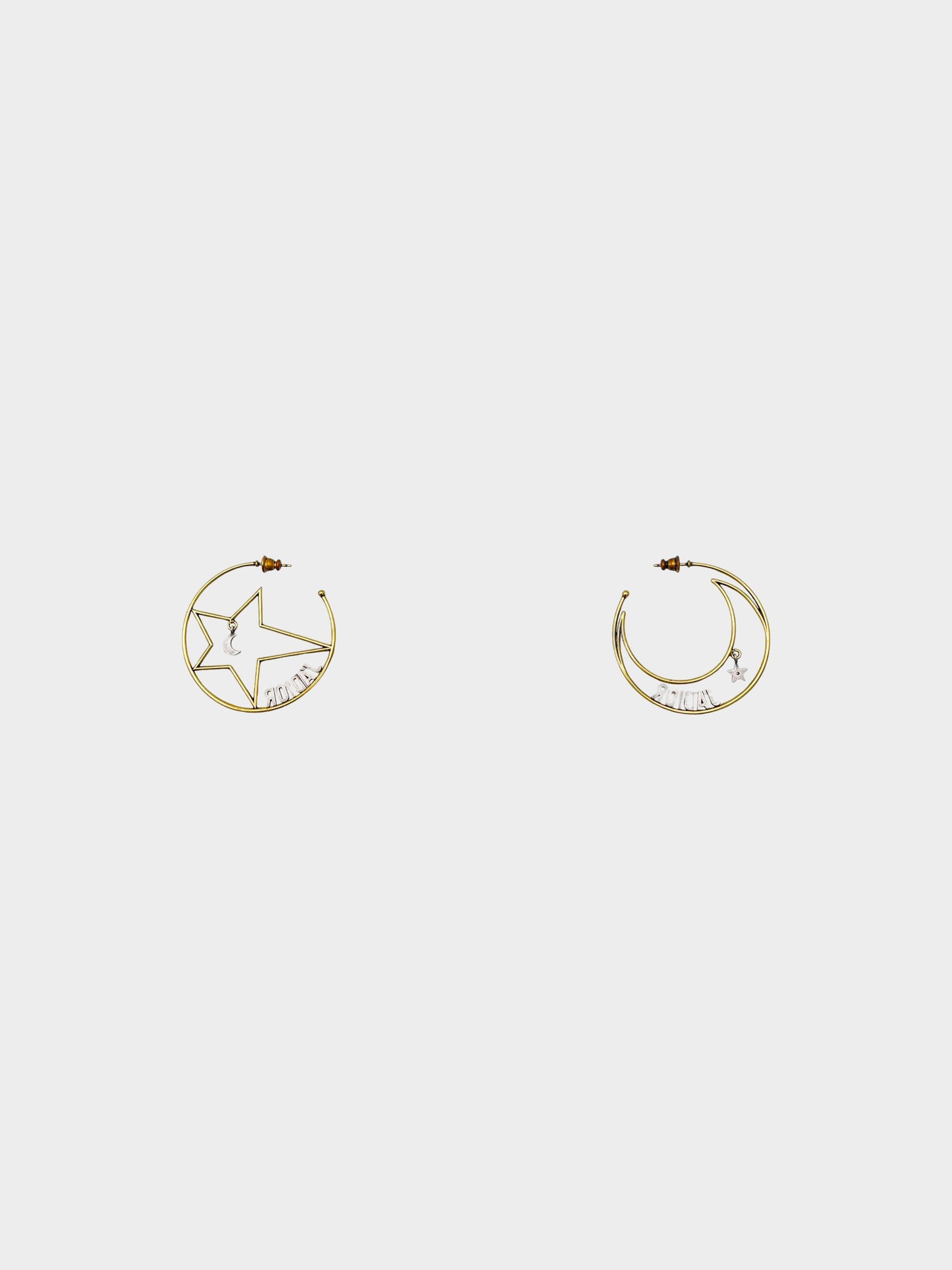 Christian Dior 2010s Moon and Star J'Adior Asymmetrical Hoop Earrings