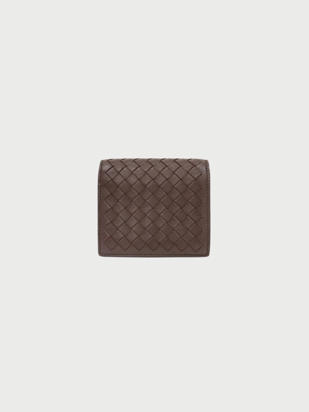 Bottega Veneta 2000s Brown Intrecciato Leather Compact Wallet