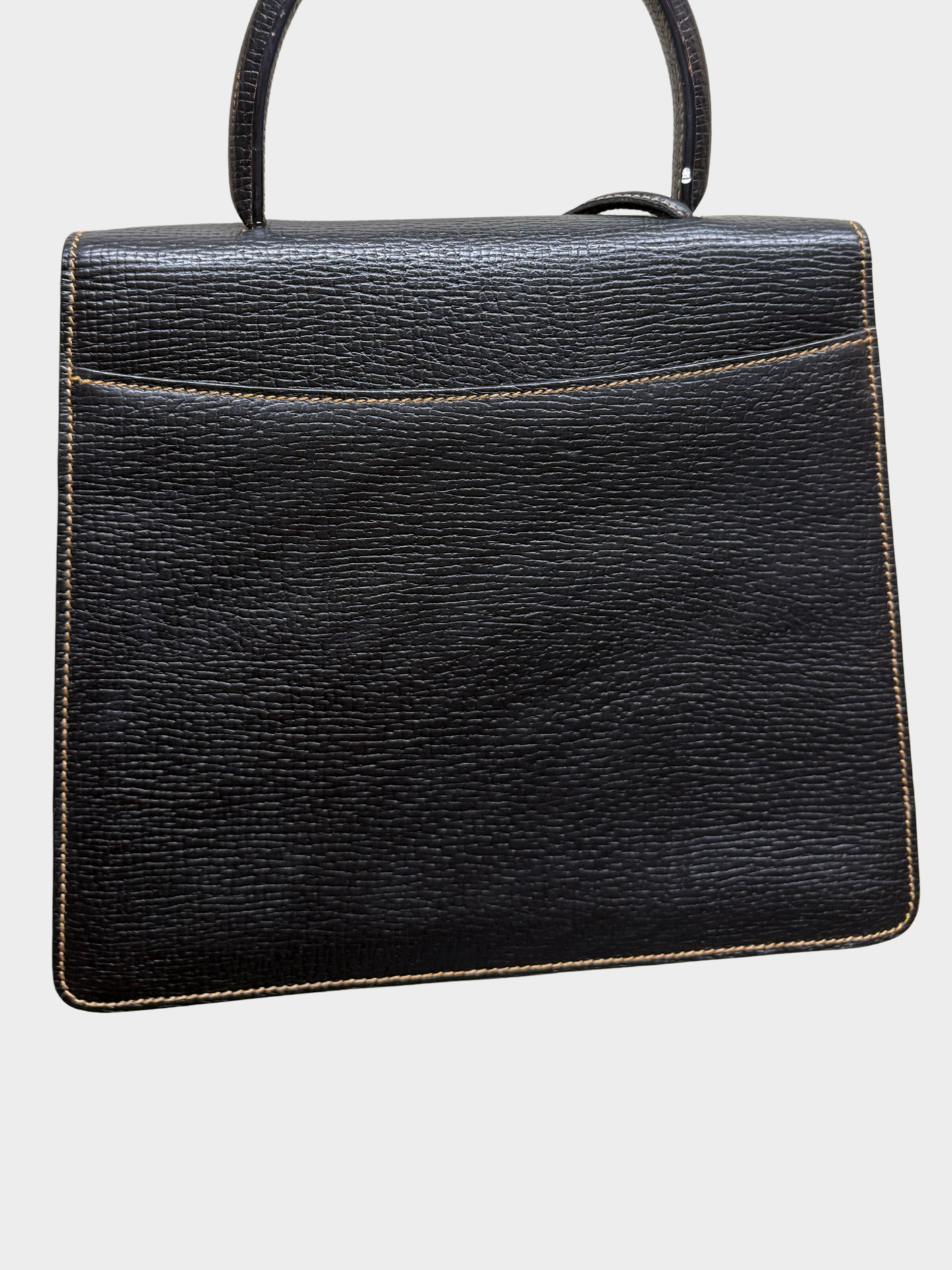 Loewe 1990s Black Grained Leather Barcelona 2-Way Handbag