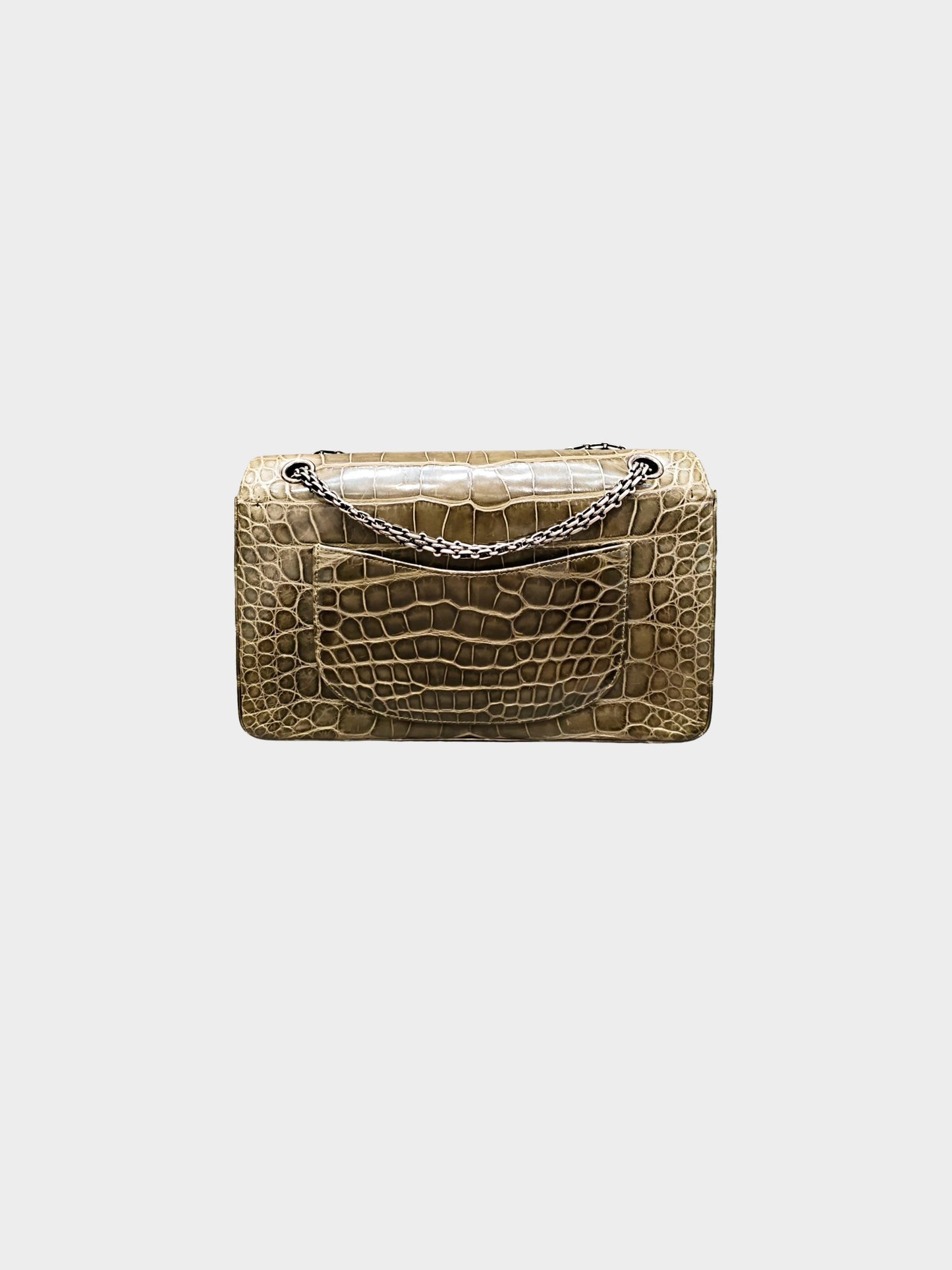 Chanel 2011 Olive Green Reissue 2.55 Alligator Medium Classic Double Flap Bag