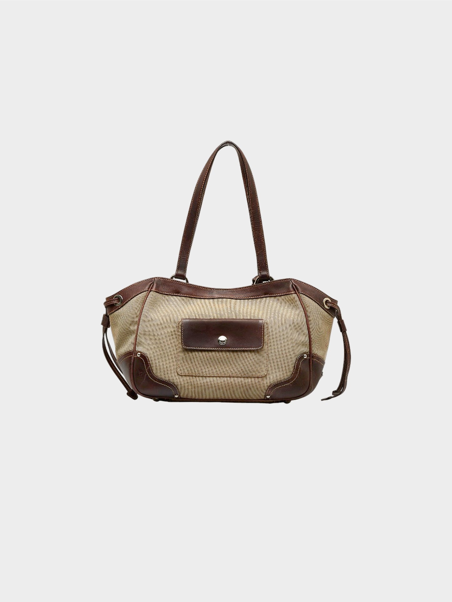 Prada 2000s Canapa Logo Jacquard Canvas Shoulder Bag