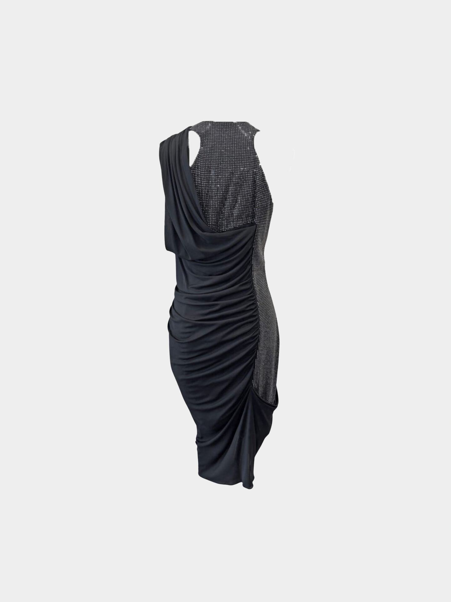 Roberto Cavalli 2000s Black Crystal Studded Jersey Dress