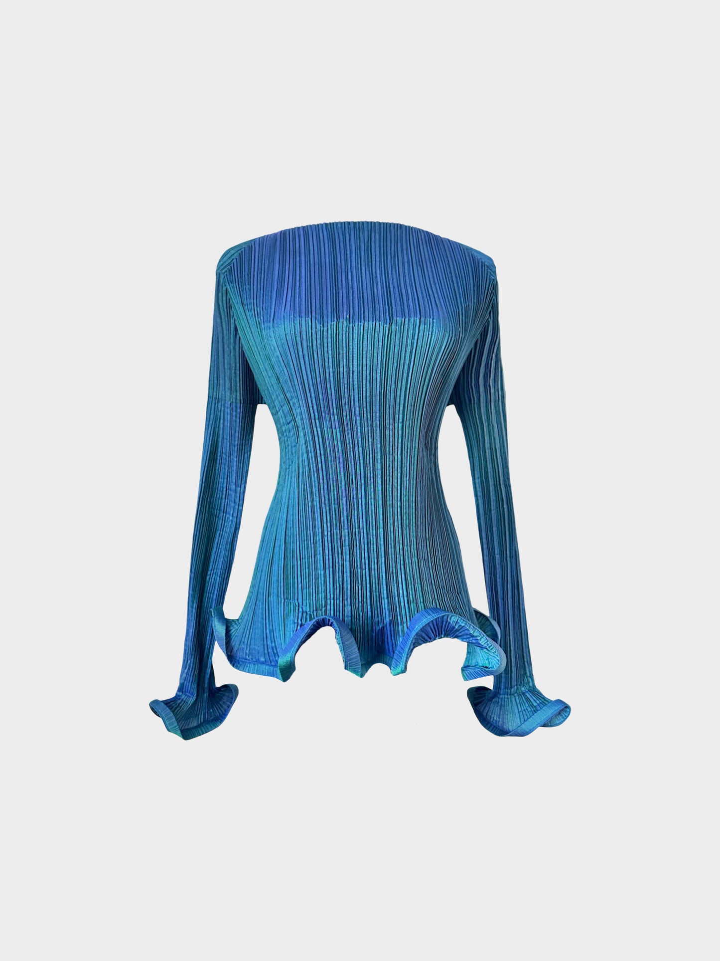 Issey Miyake 1990s Blue Pleated Sculptural 3-Piece Set