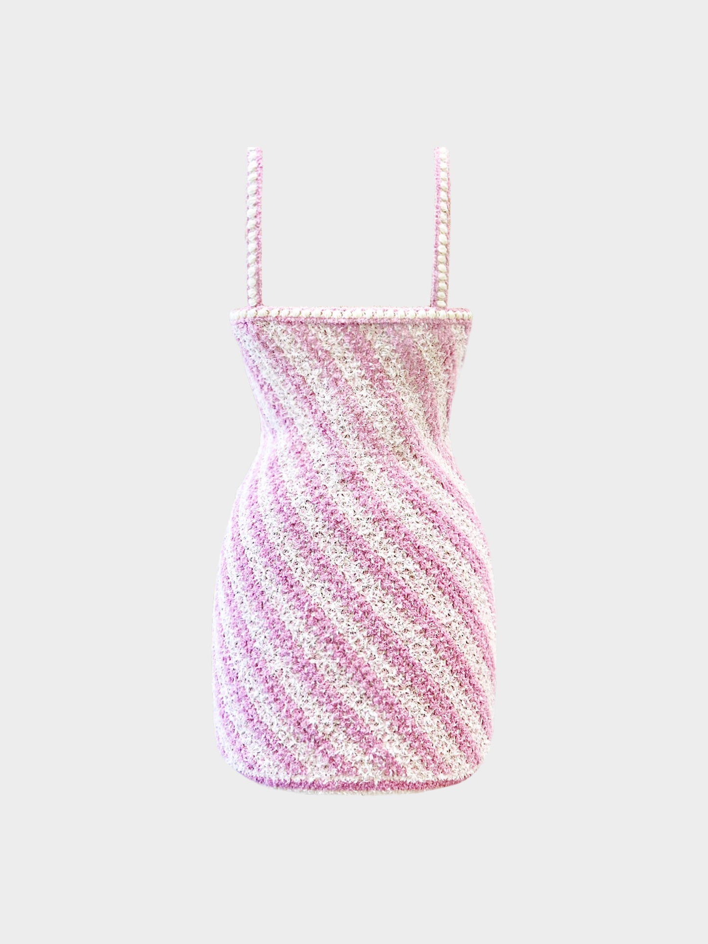 Chanel SS 2023 Pink and White Striped Mini Dress