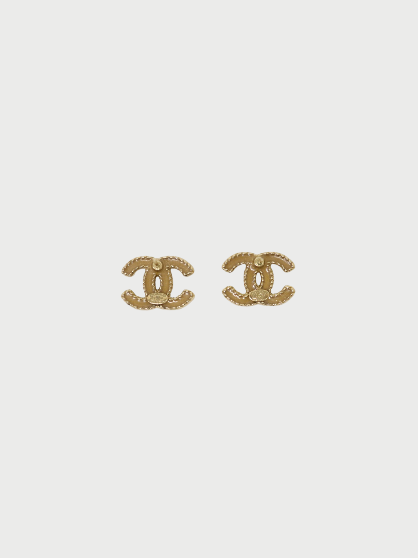 Chanel 2012 Gold Beige COCO Earrings