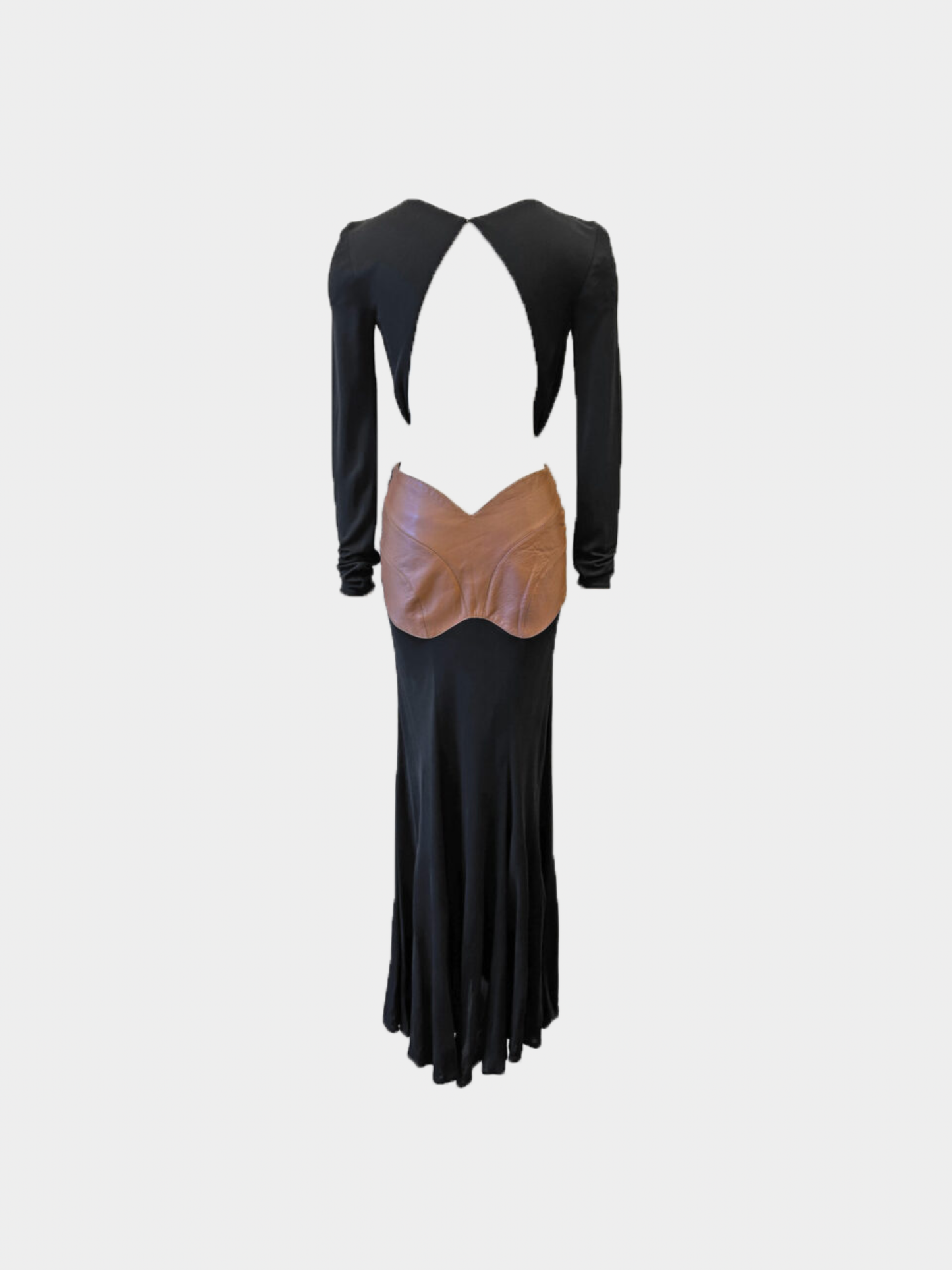 Gianni Versace FW 2001 Black Jersey and Brown Leather Gown