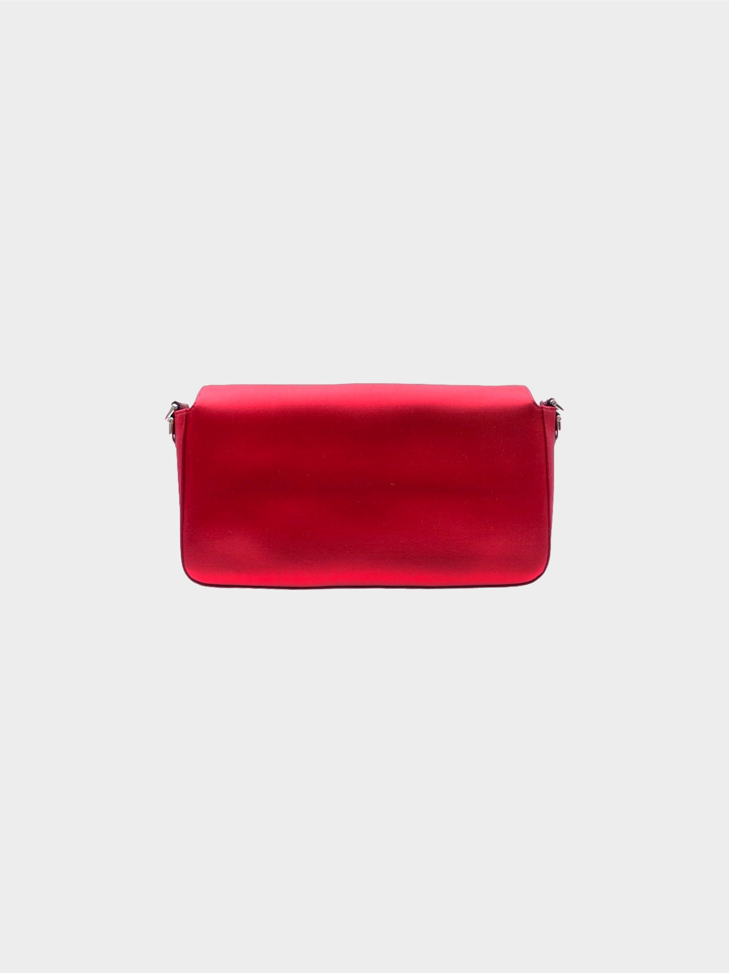 Fendi 2020s Dark Red Satin Baguette