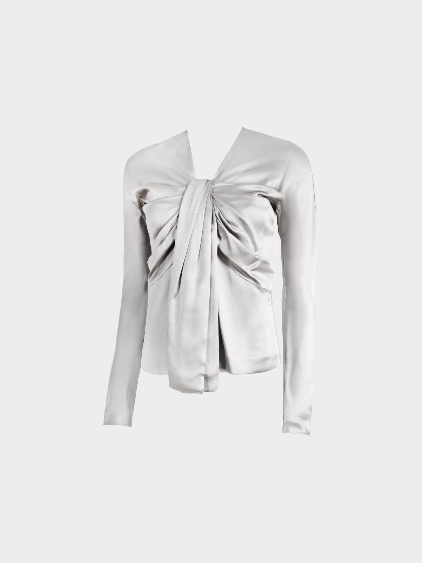 Christian Dior FW 1997 Metallic Grey Silk Blouse