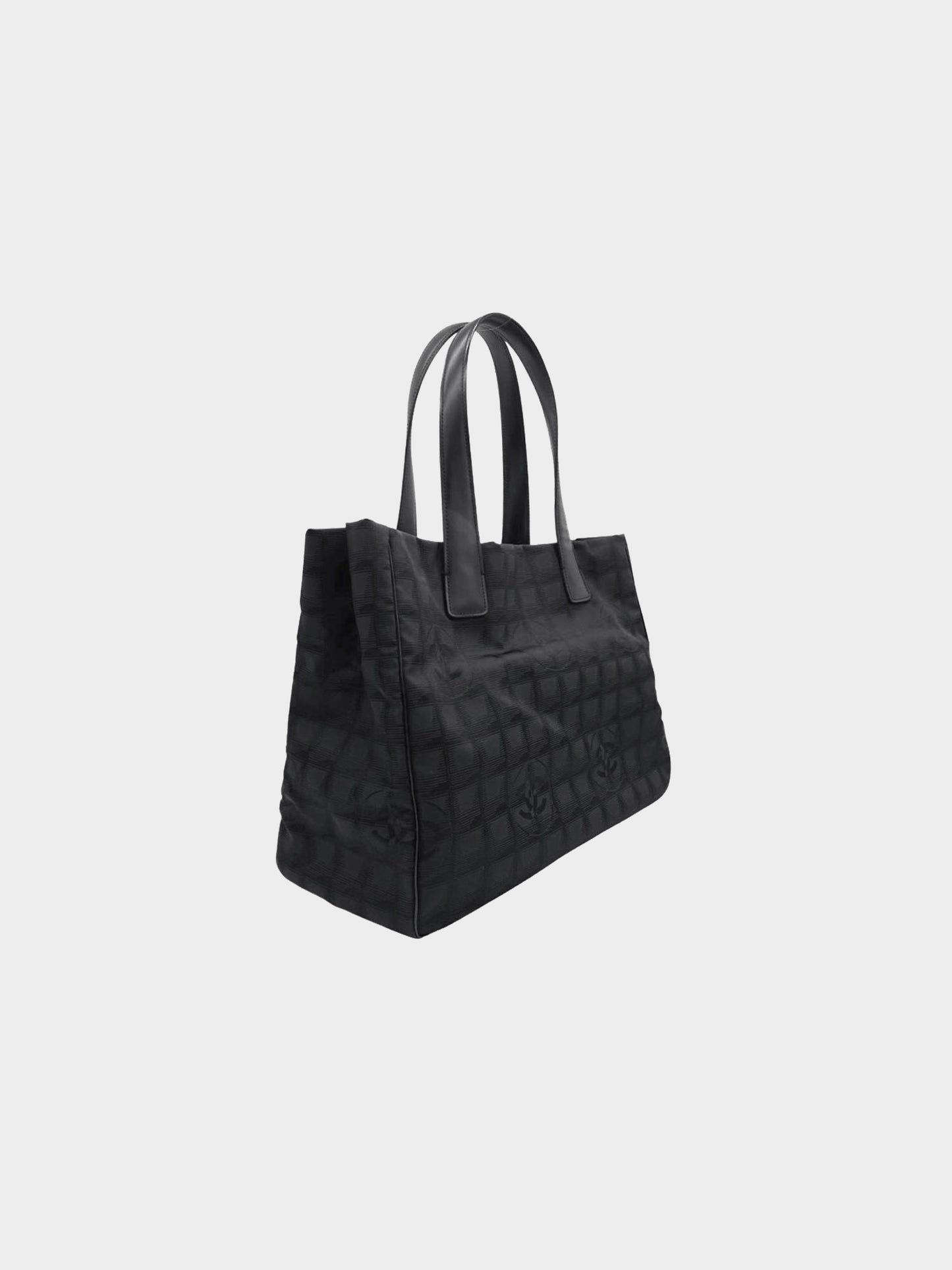 Chanel 2005 Black Travel Line Jacquard Tote Bag