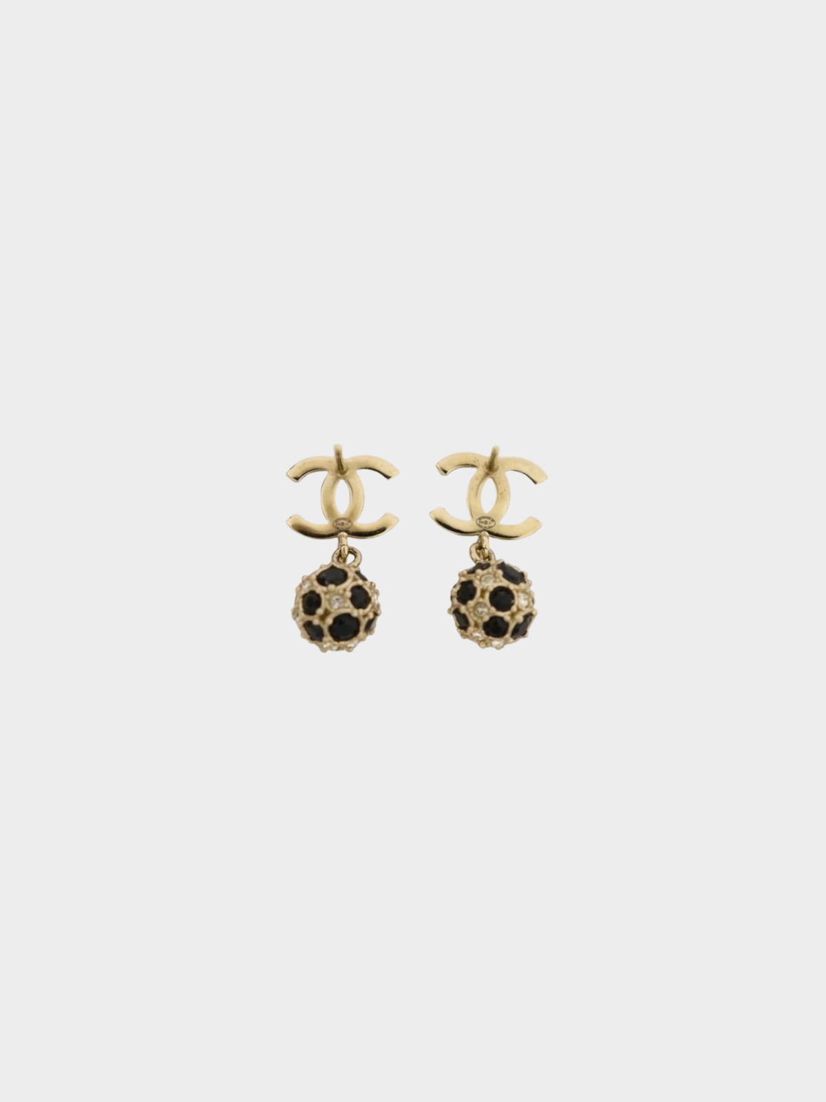 Chanel 2000s Gold Black Coco Swing Earrings