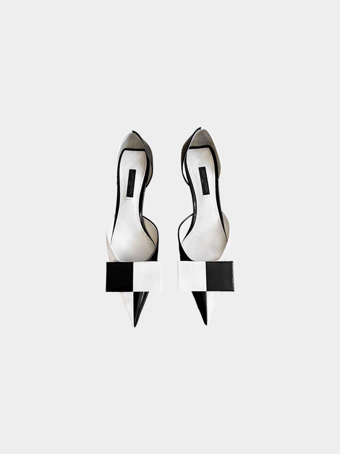 Louis Vuitton 2013 Black and White Leather D'Orsay Bow Pointed Toe Pumps