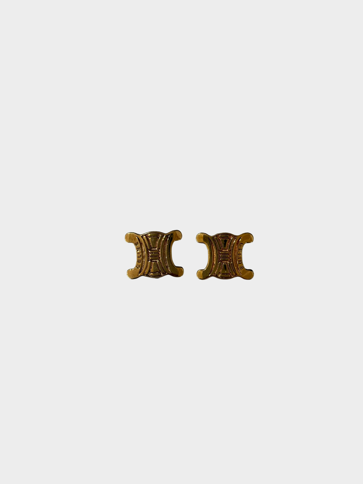 Celine 1990s Gold Triomphe Macadam Clip-On Earrings