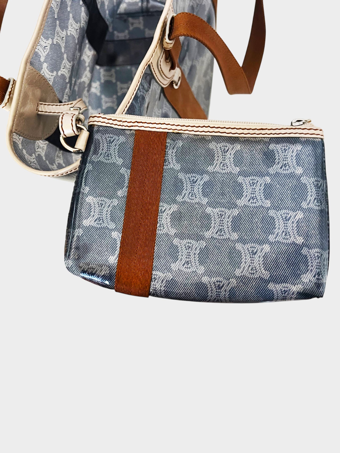 Celine 2000s Blue Macadam Transparent Vinyl Tote Bag
