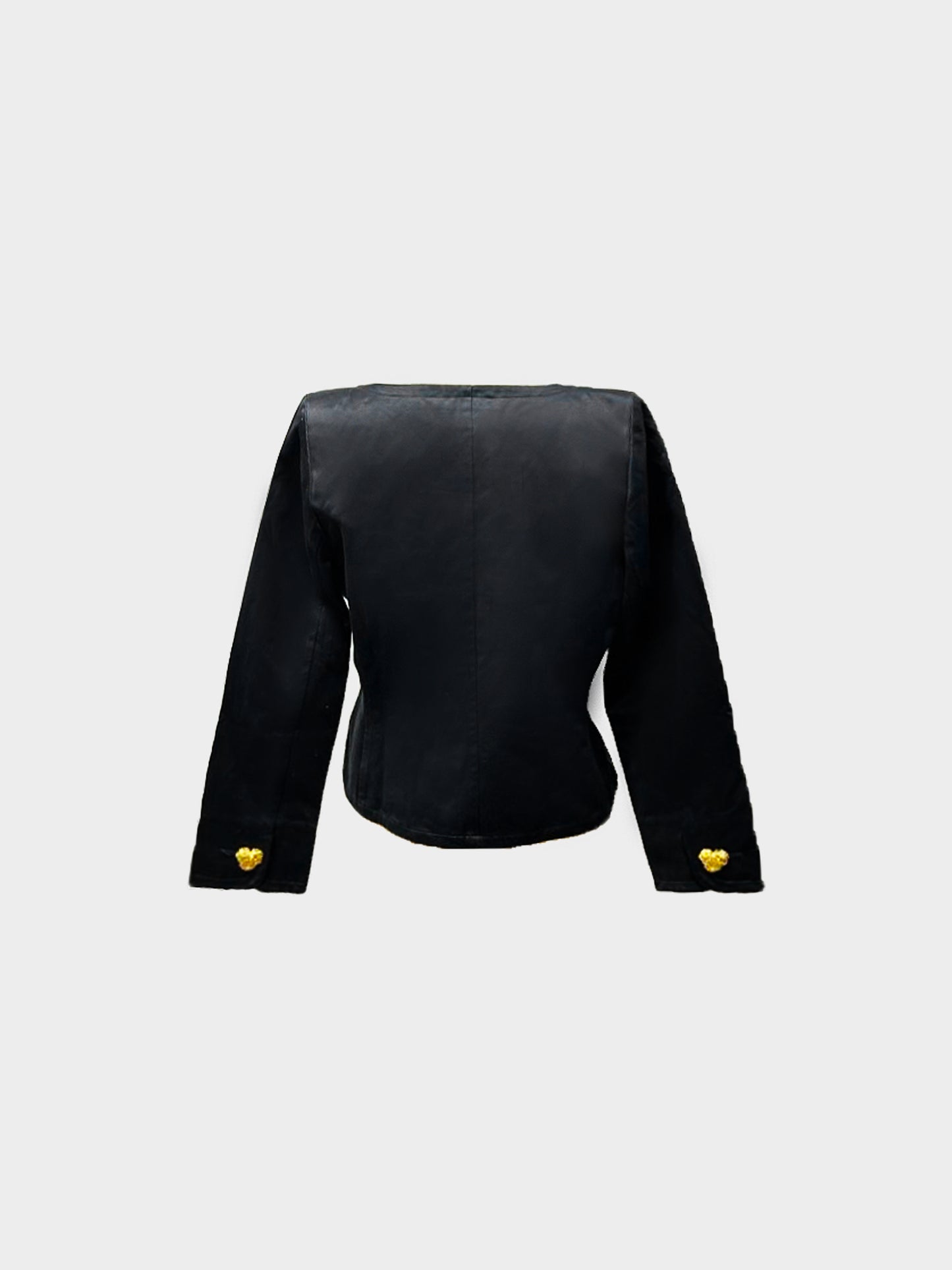 Yves Saint Laurent 1990s Black Cotton Heart Button-down Jacket