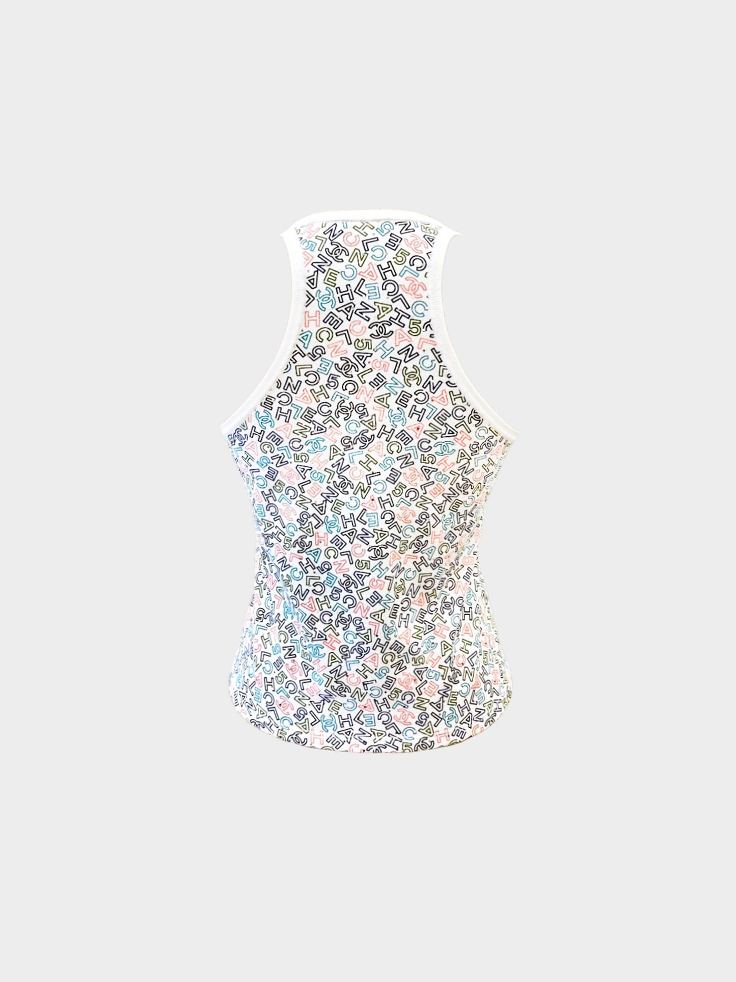 Chanel 2021 Multicolor Logo Print Cotton Tank Top