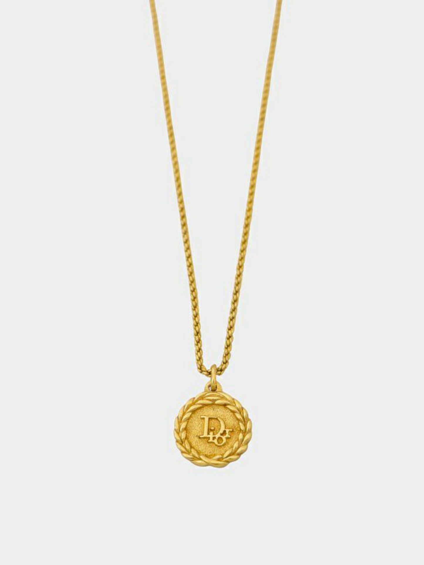 Christian Dior 2000s Gold Logo Twist Round Necklace