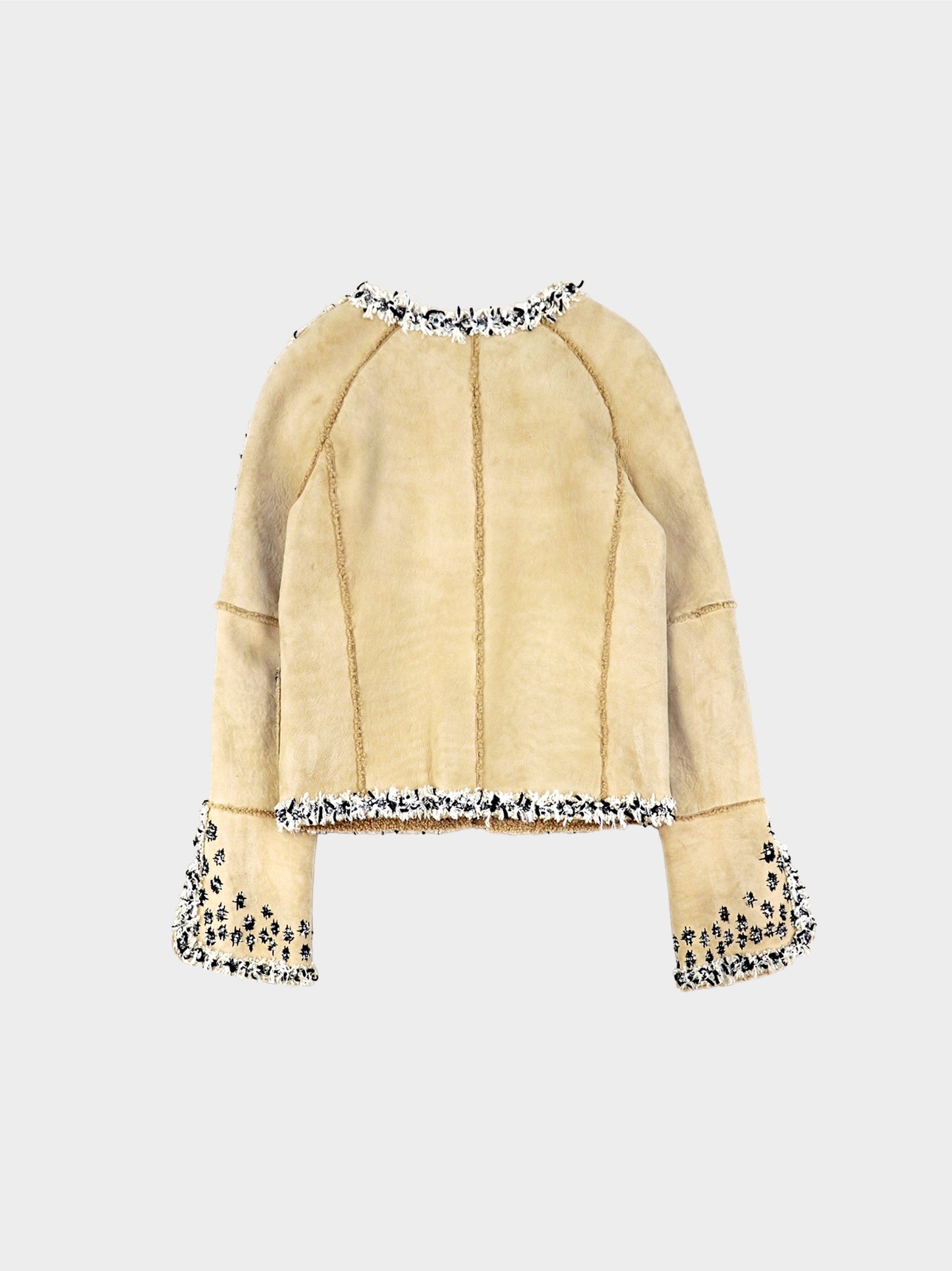 Chanel FW 2005 Beige Tweed Shearling-lined Jacket