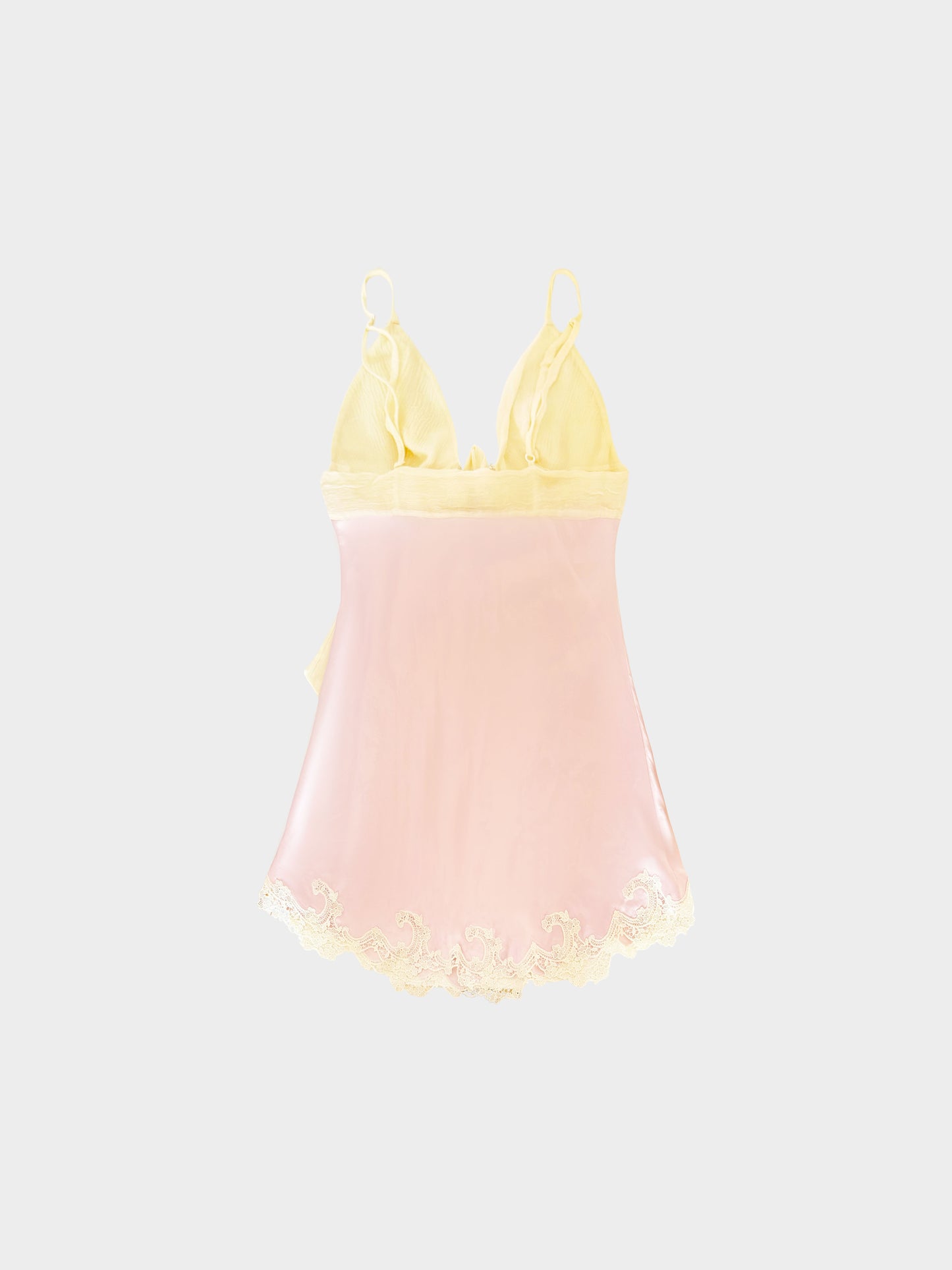 La Perla 2000s Pink and Yellow Silk Satin Lace Mini Dress/Top