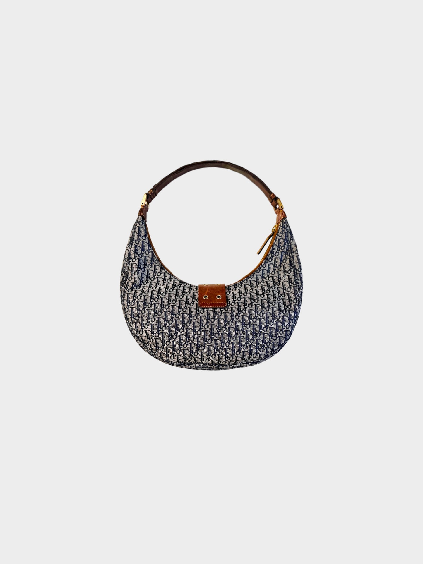 Christian Dior 2003 Navy Monogram Half Moon Baguette