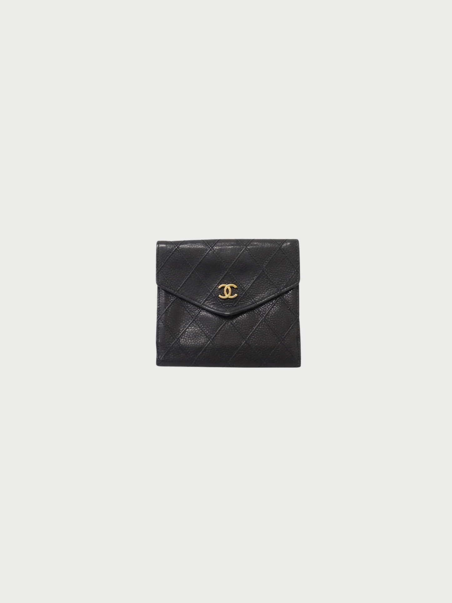 Chanel 1997 Black Caviar Leather Bi-Fold Wallet