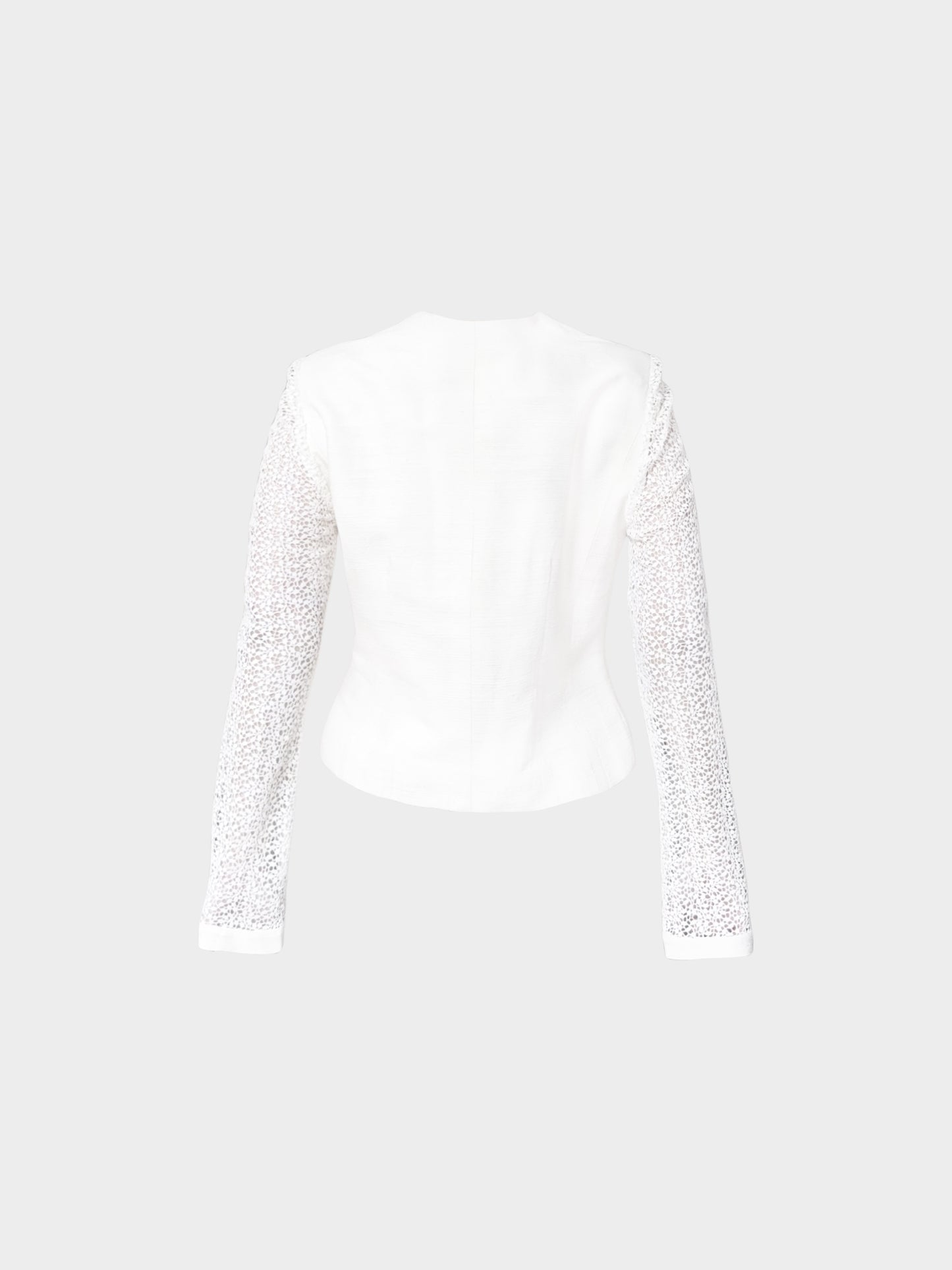 Nina Ricci 2010s White Silk and Lace Button-down Jacket