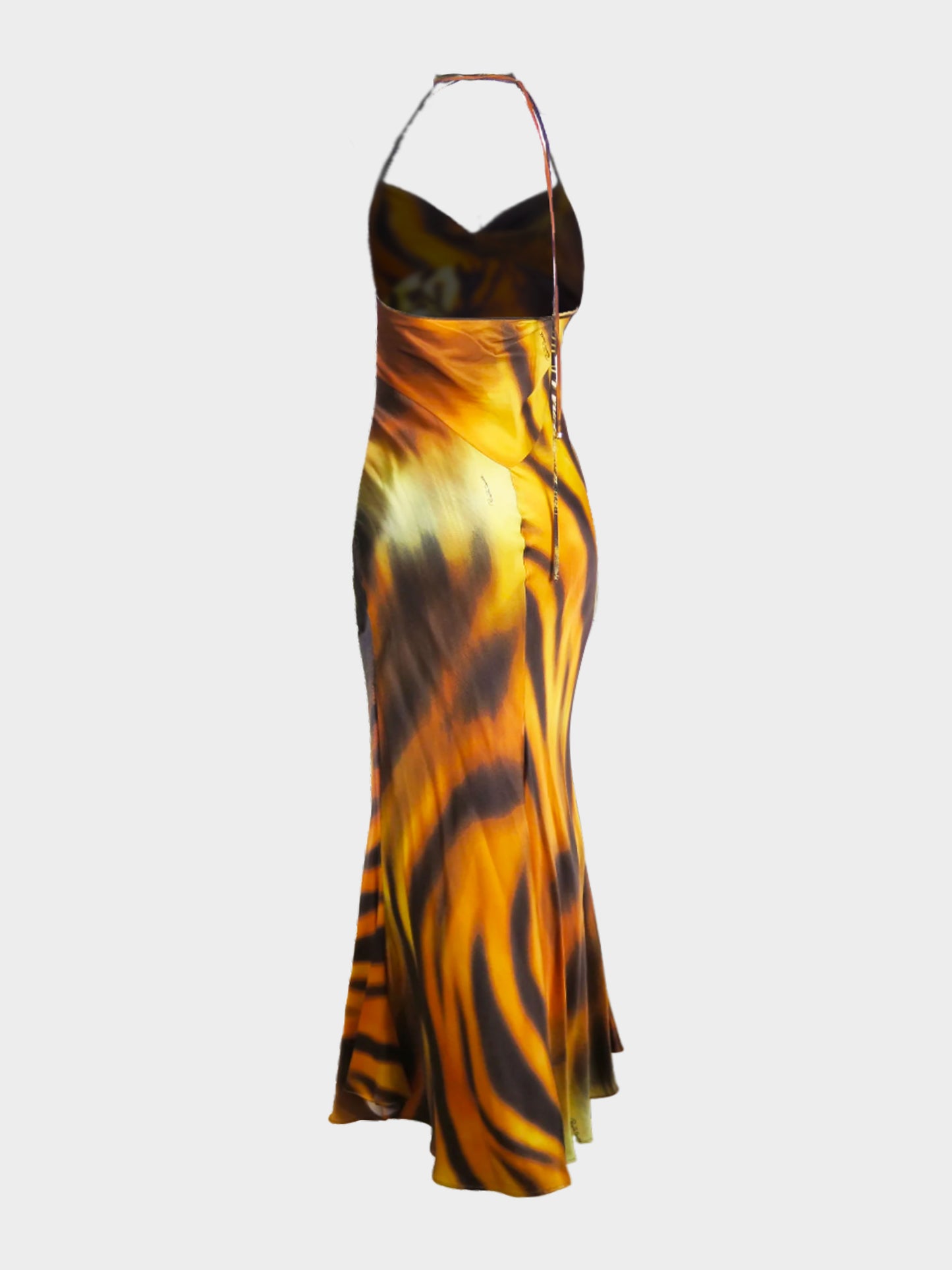 Roberto Cavalli SS 2000 Tiger Print Silk Maxi Slip Dress