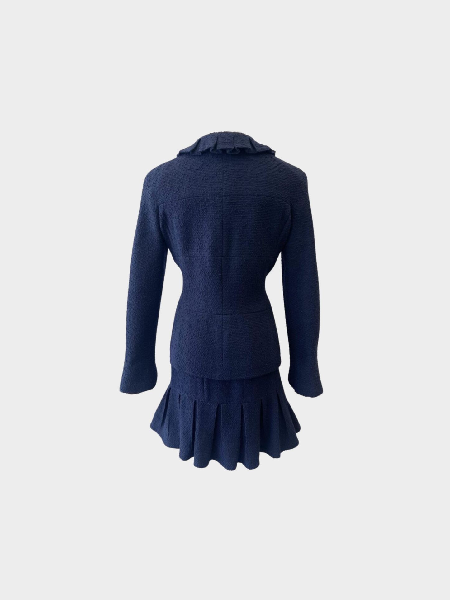 Chanel 1997 Navy Bouclé Skirt Suit