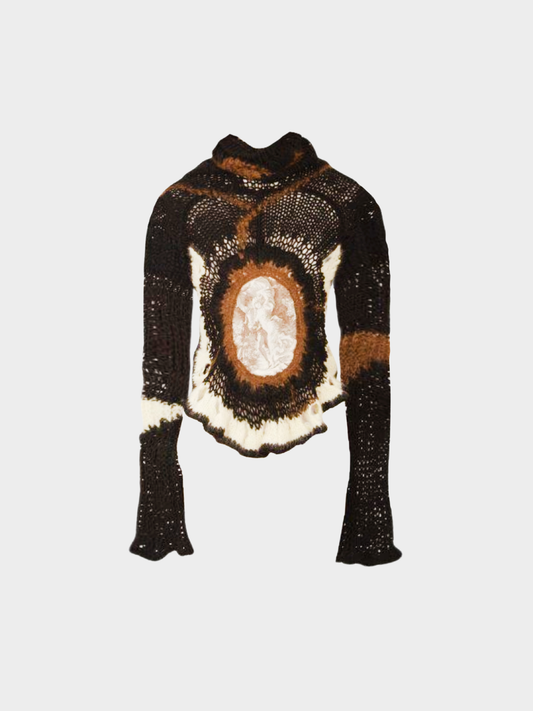 Jean Paul Gaultier FW 2007 Brown and Black Knit Long Sleeve Top