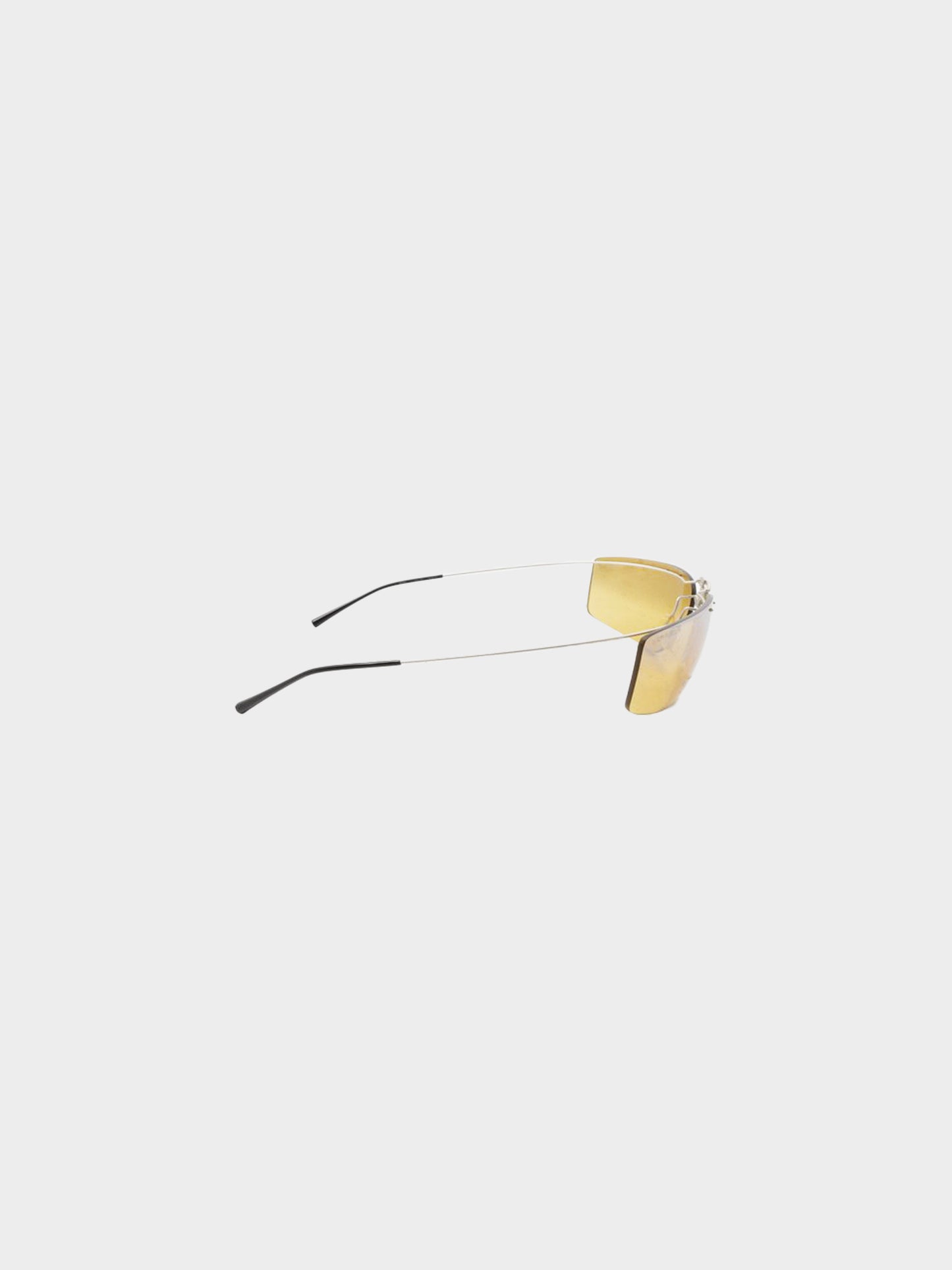 Chanel 2000s Yellow and Titanium Rimless Flipping Glasses Sunglasses