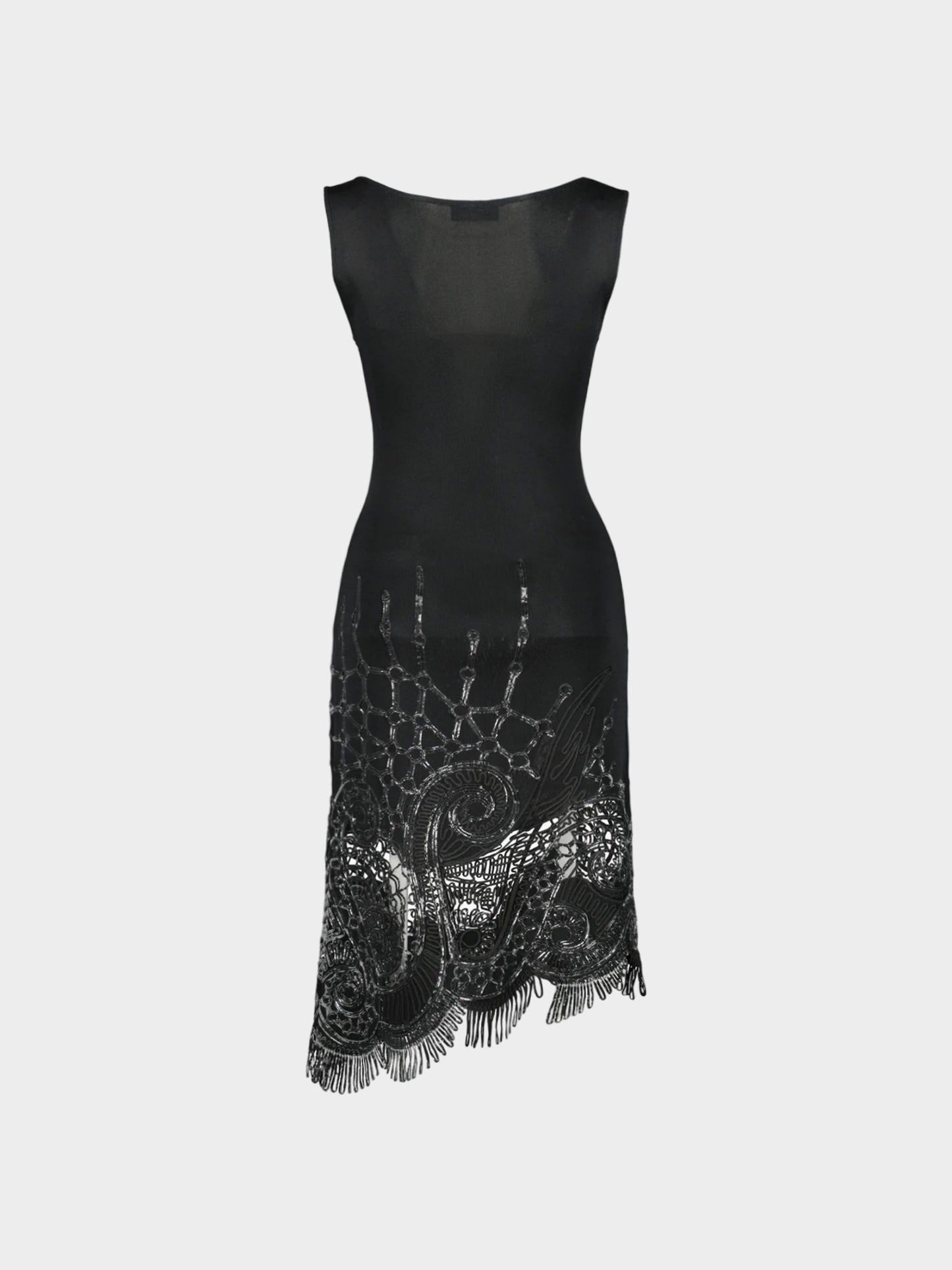 Thierry Mugler 1990s Black Asymmetrical Vinyl Lace Dress