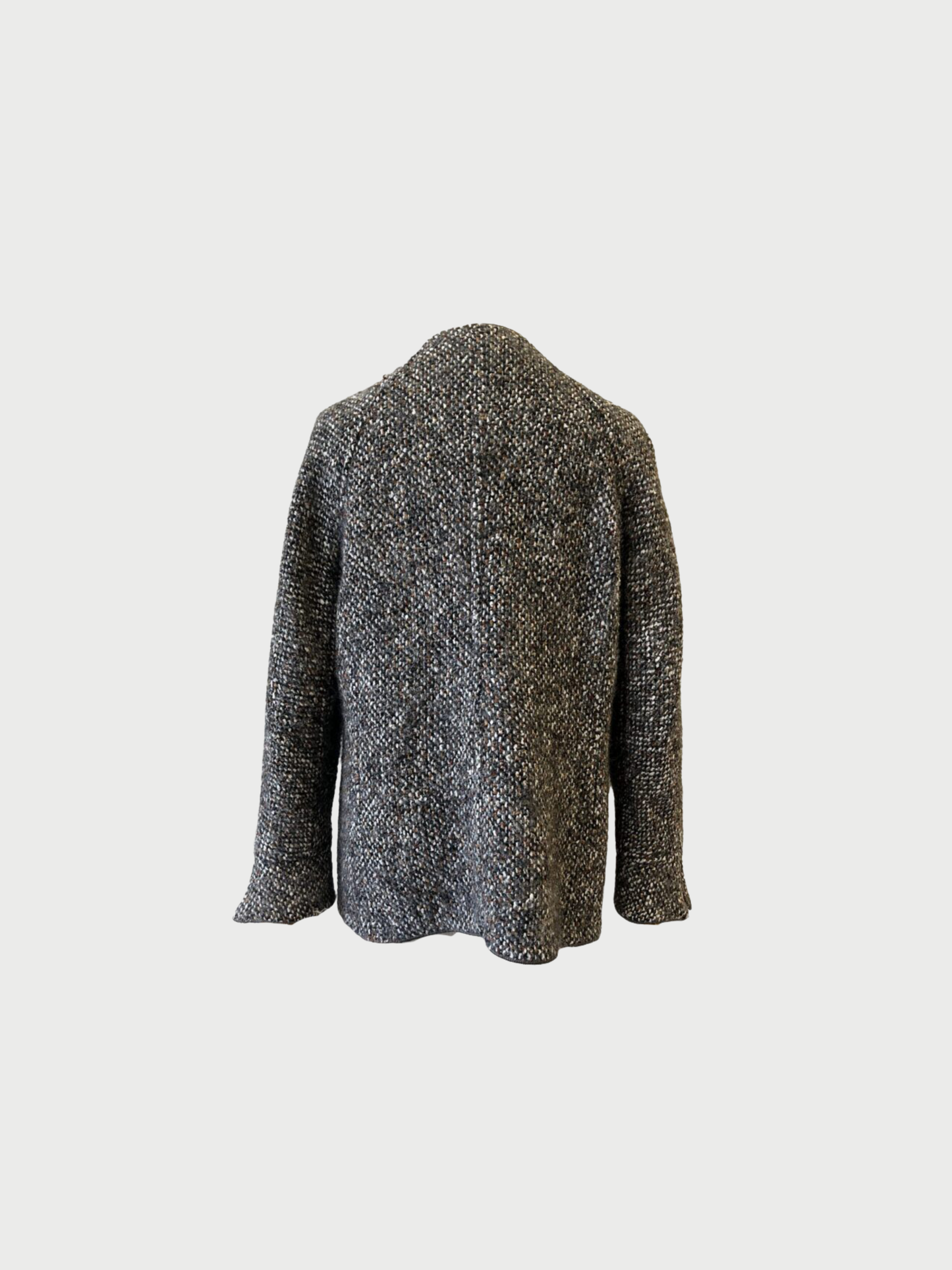 Chanel 1992 Brown Mohair Tweed Double Breasted Coat