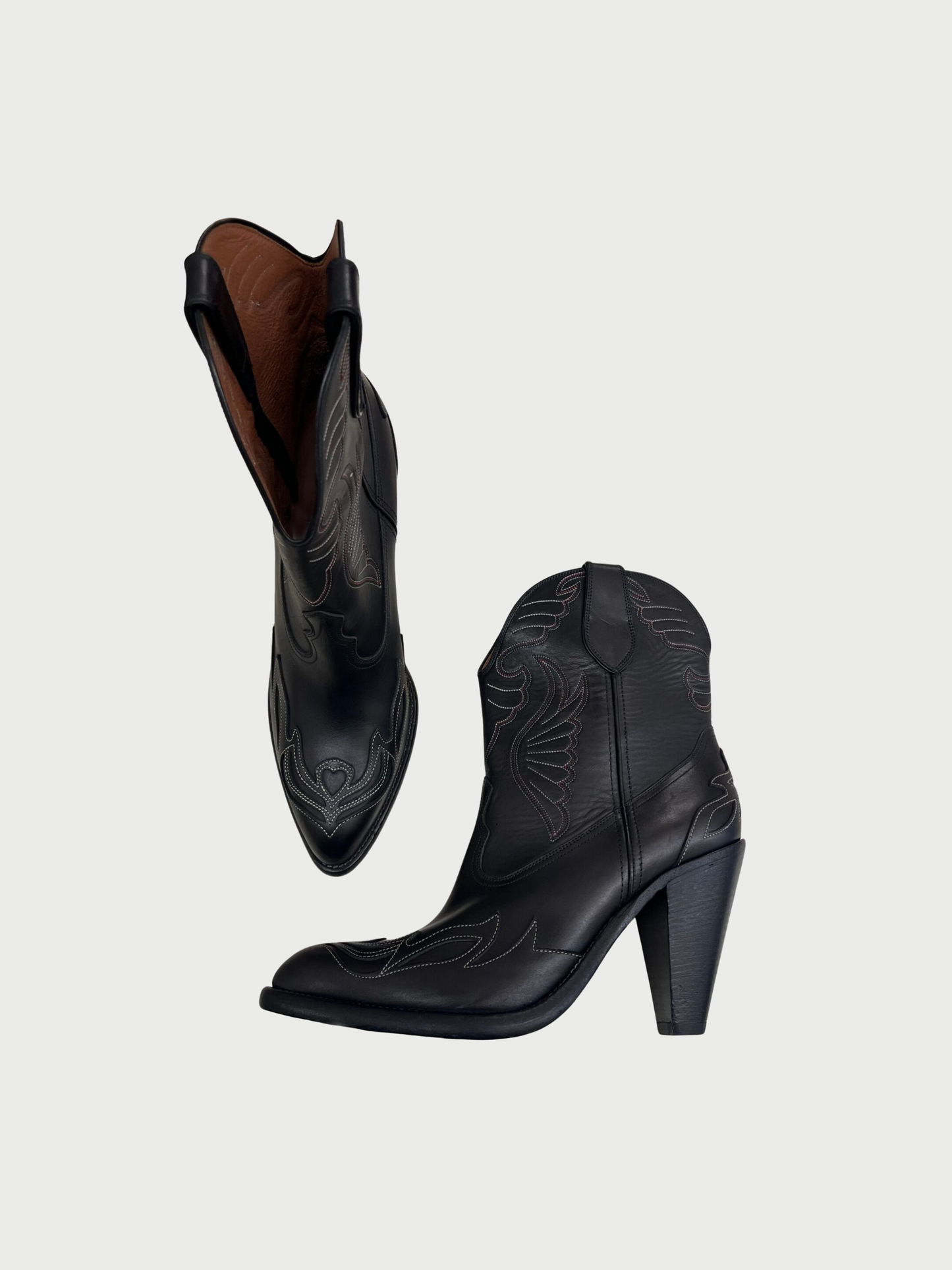 Givenchy 2020s Black Leather Cowgirl Boots