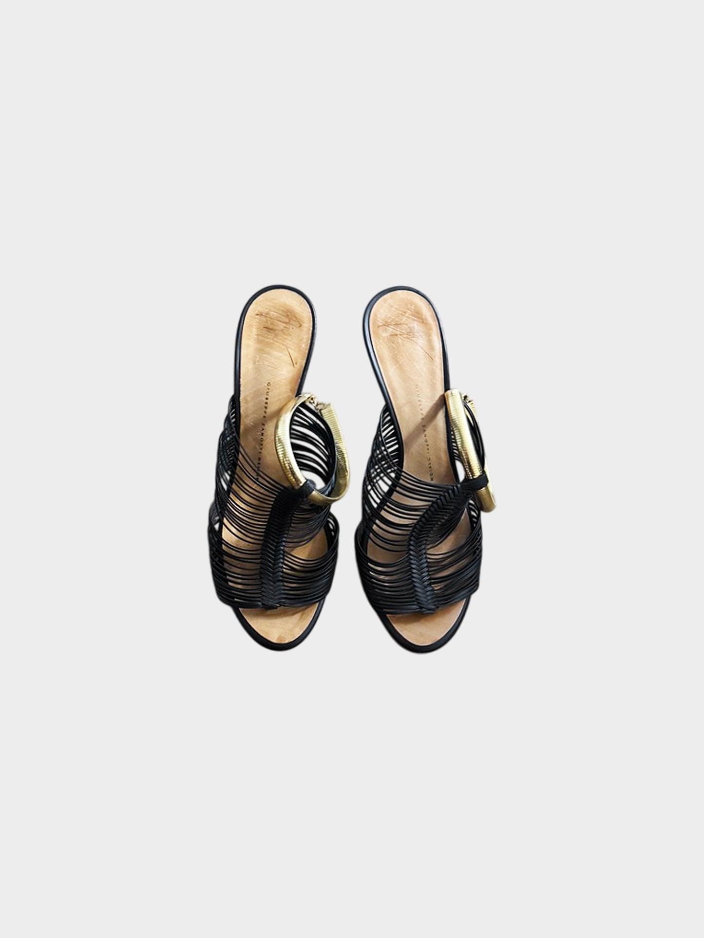 Giuseppe Zanotti 2010s Black Leather Strappy Heeled Sandals