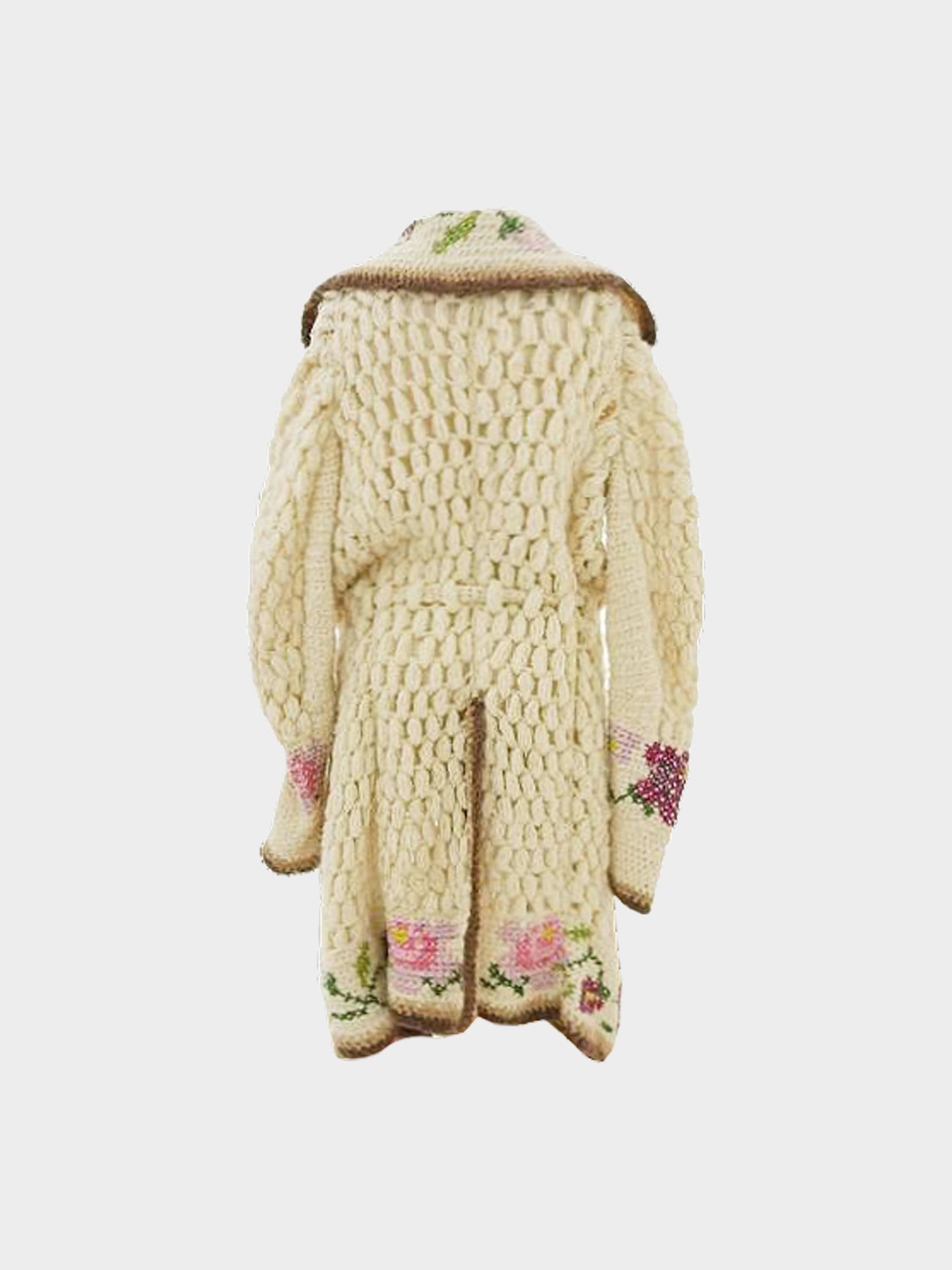 John Galliano 2000s Rare Beige Floral Stitched Knitted Coat