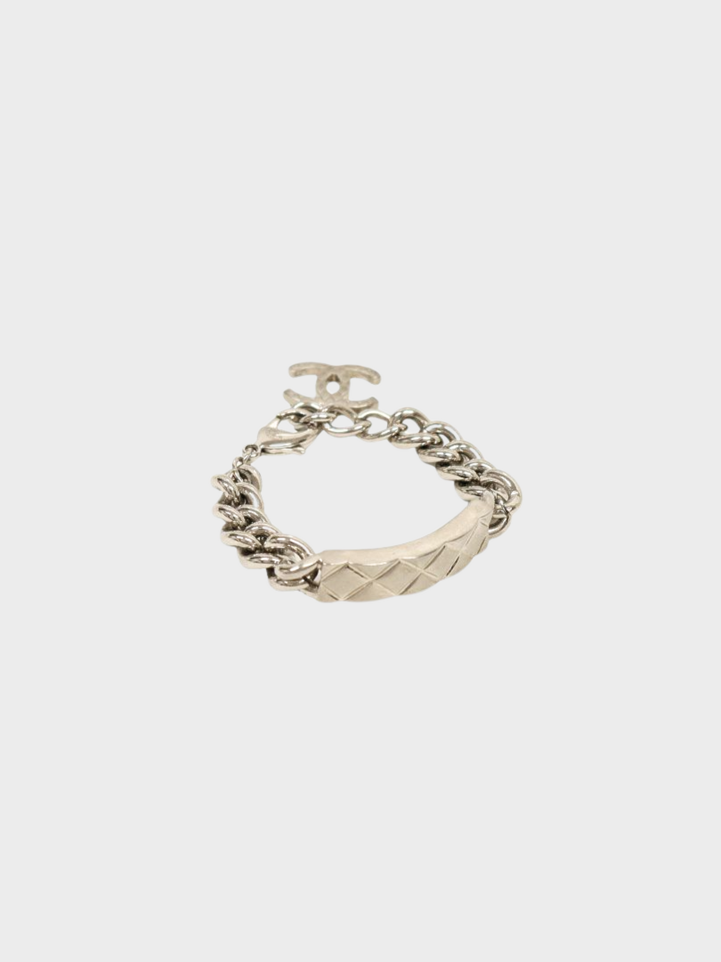 Chanel 2000s Silver Coco Matelasse Bracelet