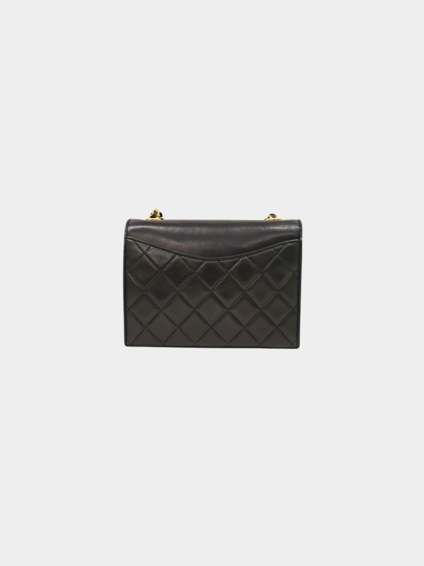 Chanel 1990–1991 Black Lambskin Matelassé Chain Shoulder Bag
