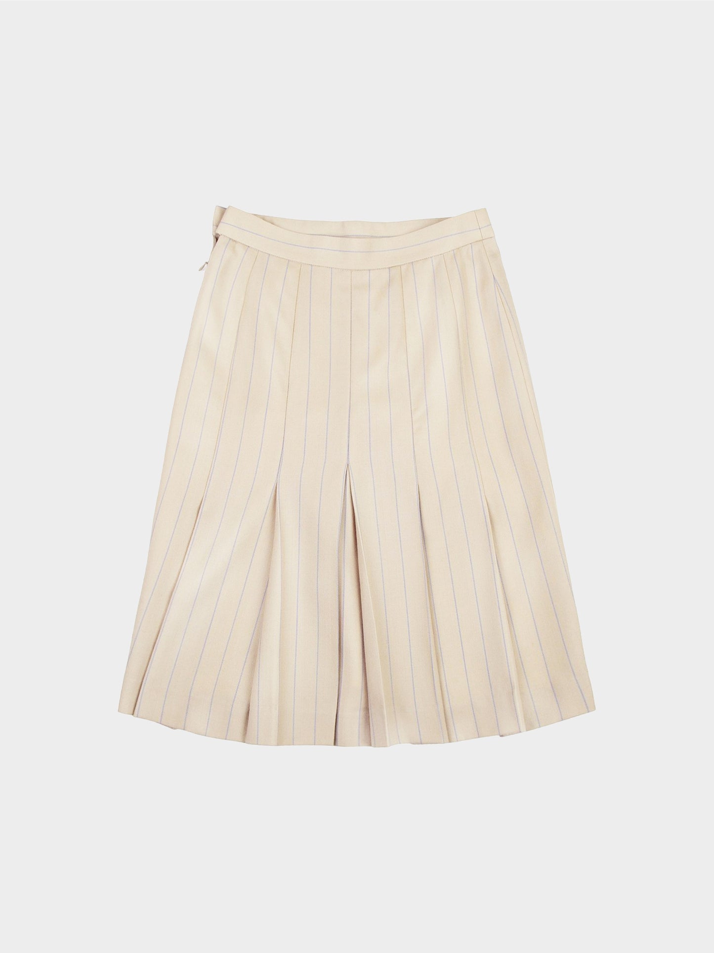 Vivienne Westwood 1990s Beige Pinstripe Pleated Wool Skirt