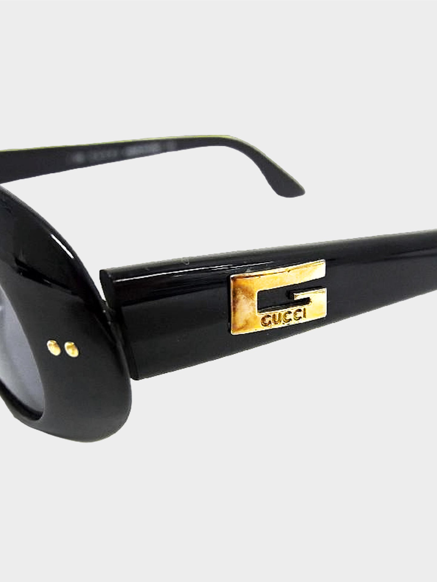 Gucci 1990s Black Small Oval Sunglasses