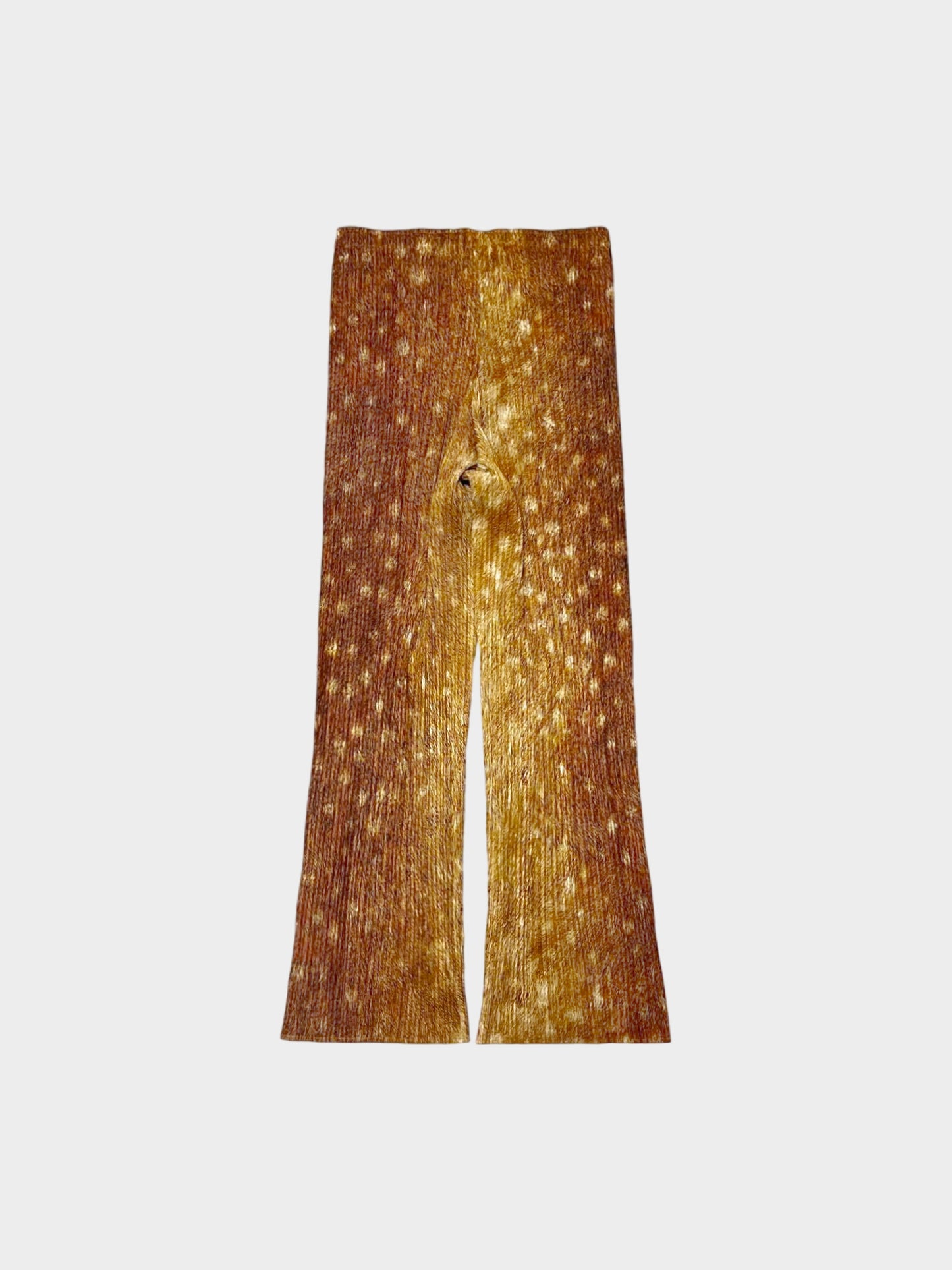Issey Miyake Pleats Please FW 2003 Rare Brown Deer Print Wide Leg Pants