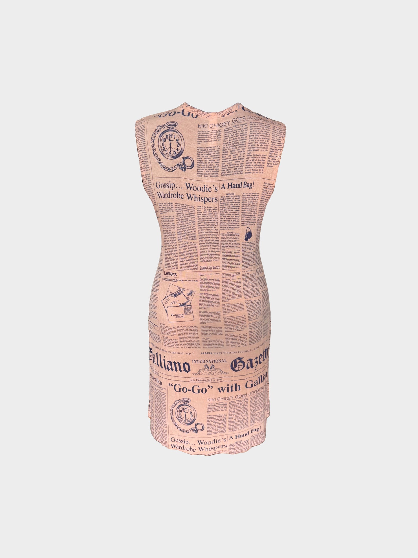 John Galliano 2000s Pink Gazette Print Dress
