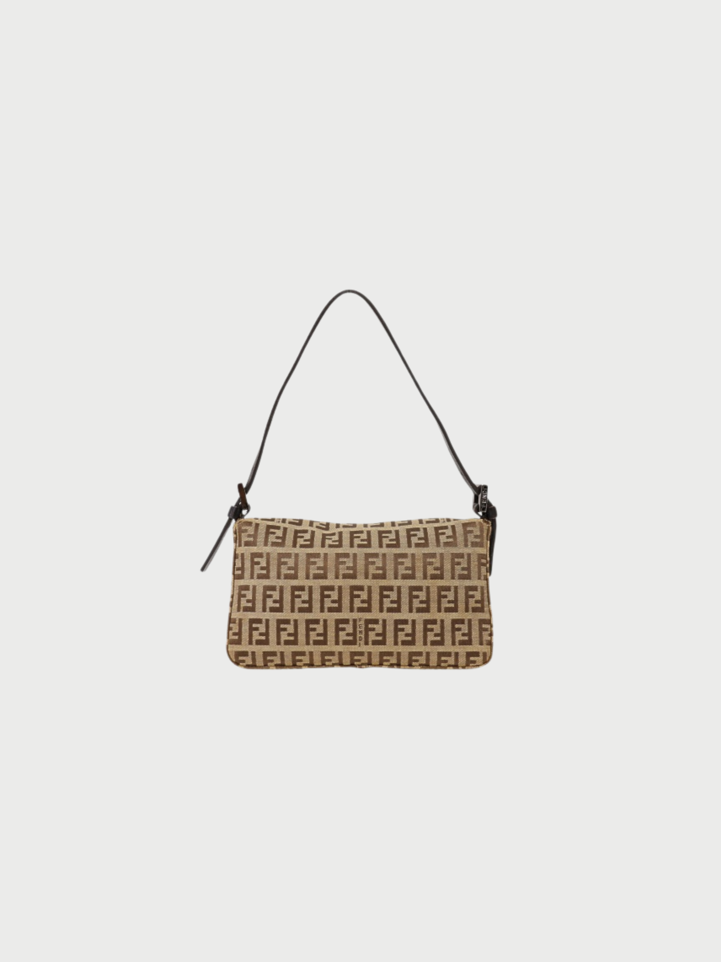 Fendi 2000s Beige Brown Zucchino Canvas Leather Mamma Baguette Bag