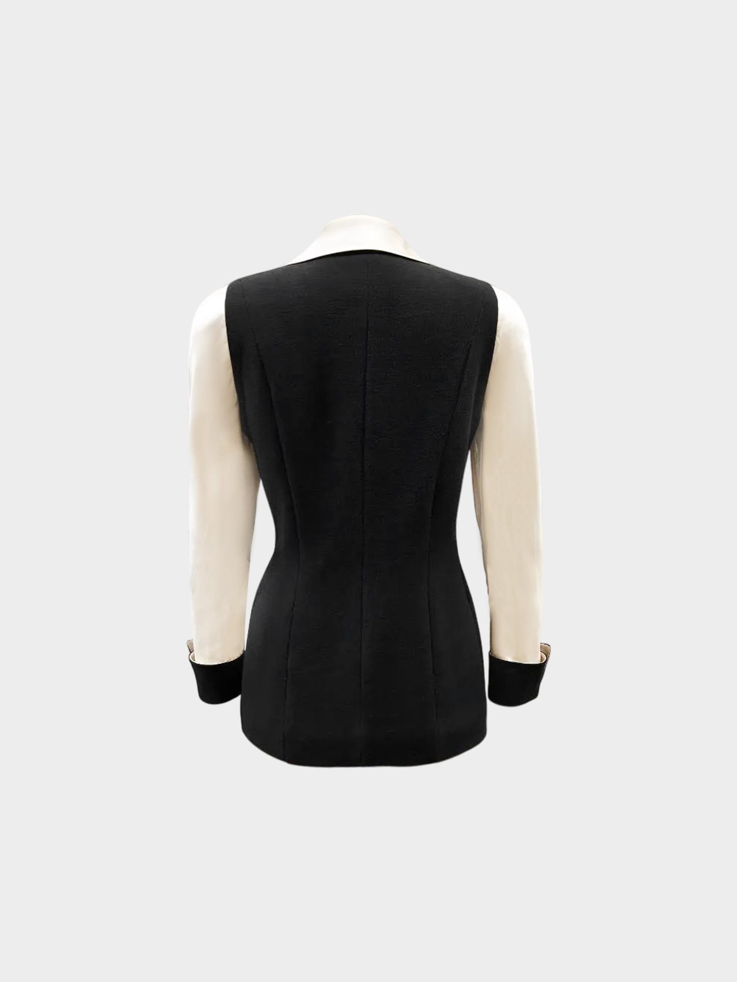 Chanel 1990s Cream and Black Double Breasted Blazer