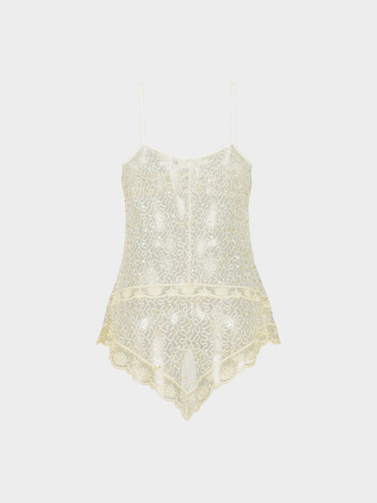 La Perla 1990s Gold Sequins Embroidered Tulle Night Dress