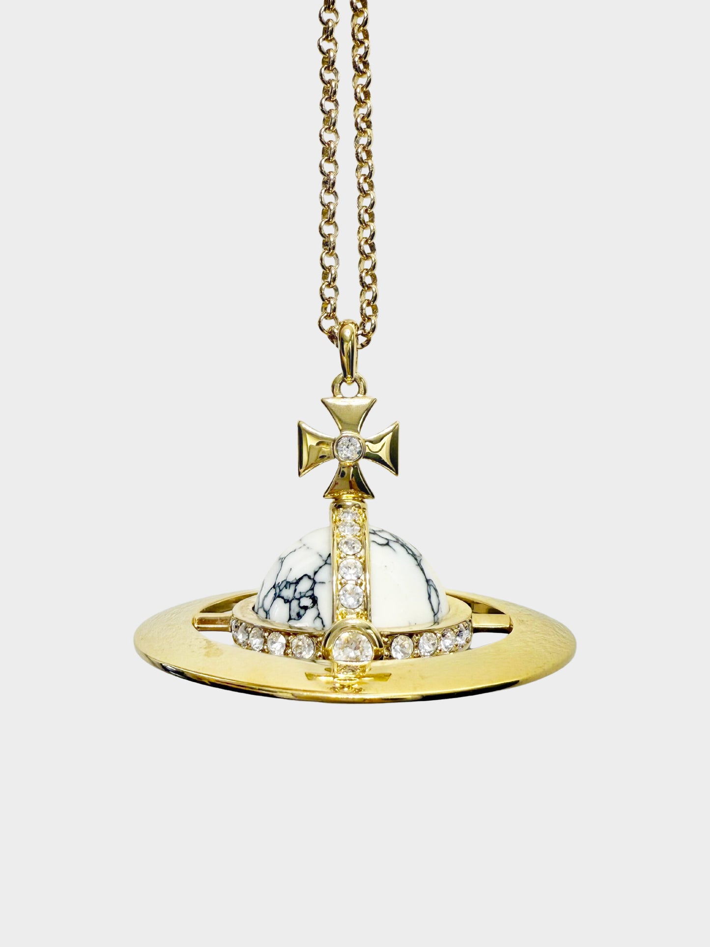 Vivienne Westwood 2020s Gold Giant Howlite Orb Pendant Necklace