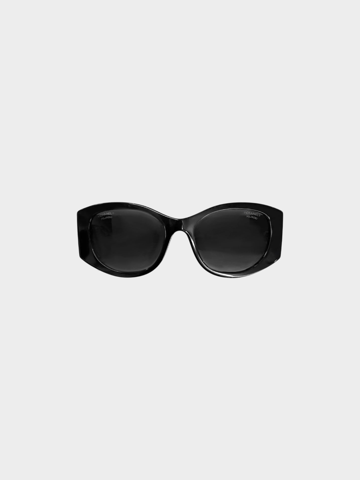 Chanel 2020s Beige and Black Two-tone Oval Sunglasses