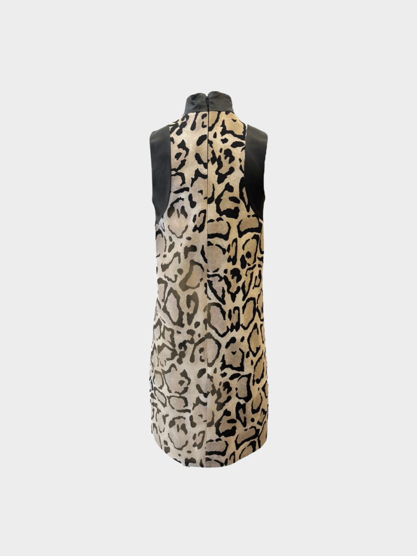 Gucci 2020s Leopard Silk Leather Trim Mini Dress